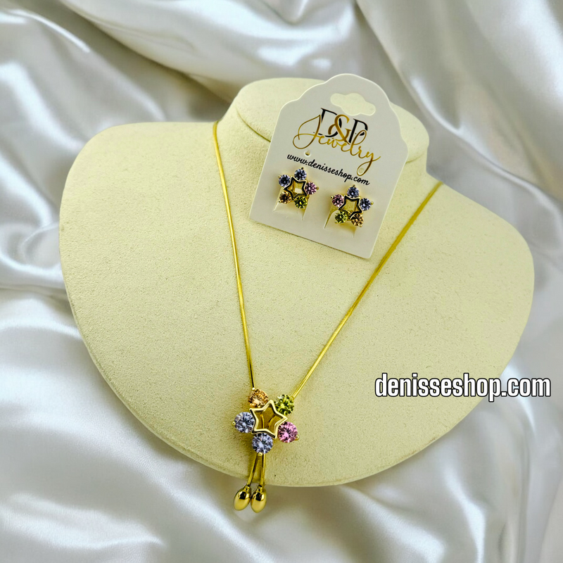 14K MULTI COLOR STONE  NECKLACE SET N40