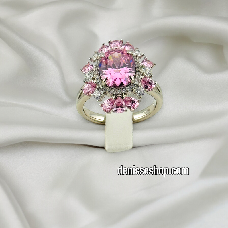 SILVER PINK RING SIZE 9&