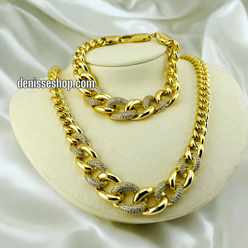 14K GOLD  MONACO NECKLACE AND BRACELET SET N36