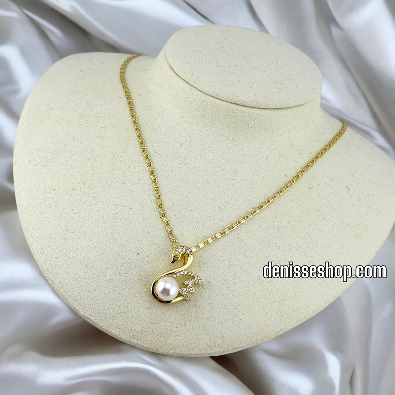 14K WOMEN / SWAN WITH PEARL PENDANT P530