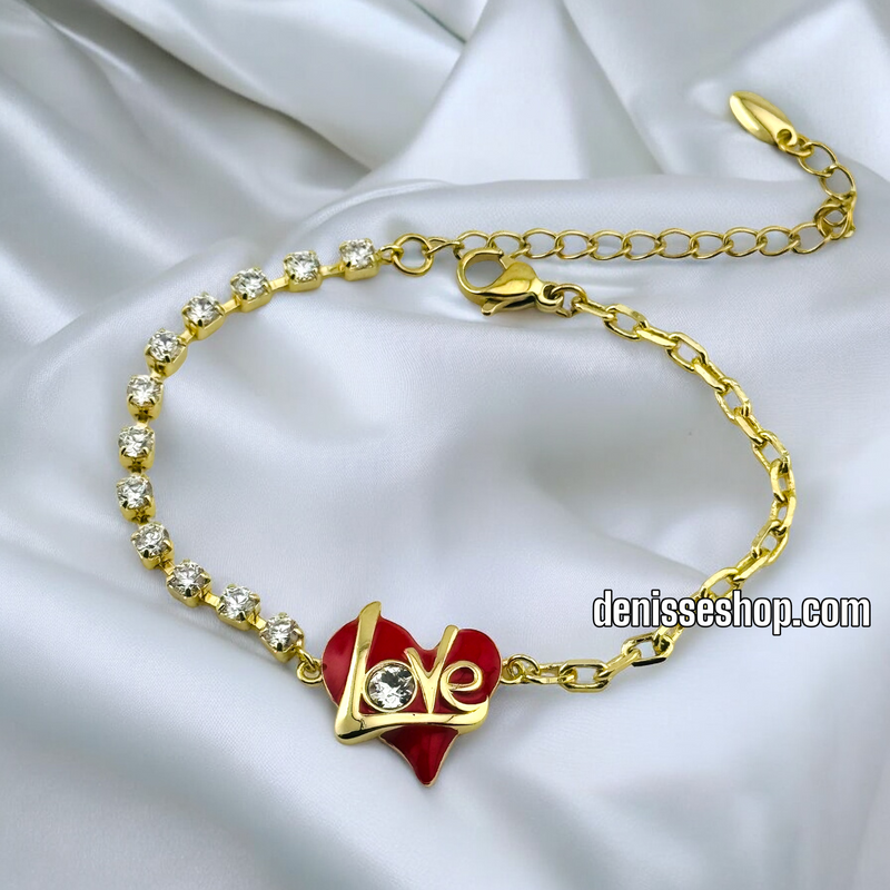 14K GOLD /RED HERT LOVE BRACELET BR468