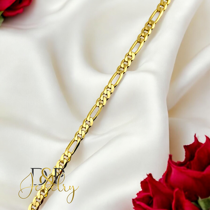 14K FIGARO BRACELET 4MM BR721