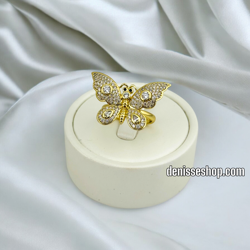 14K WOMEN WHITE BUTERFLY RING RG303