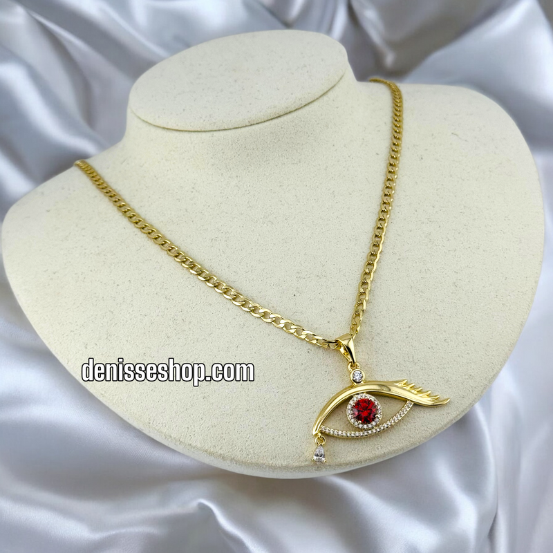 14K WOMEN / EYE WITH RED STONE PENDANT P531