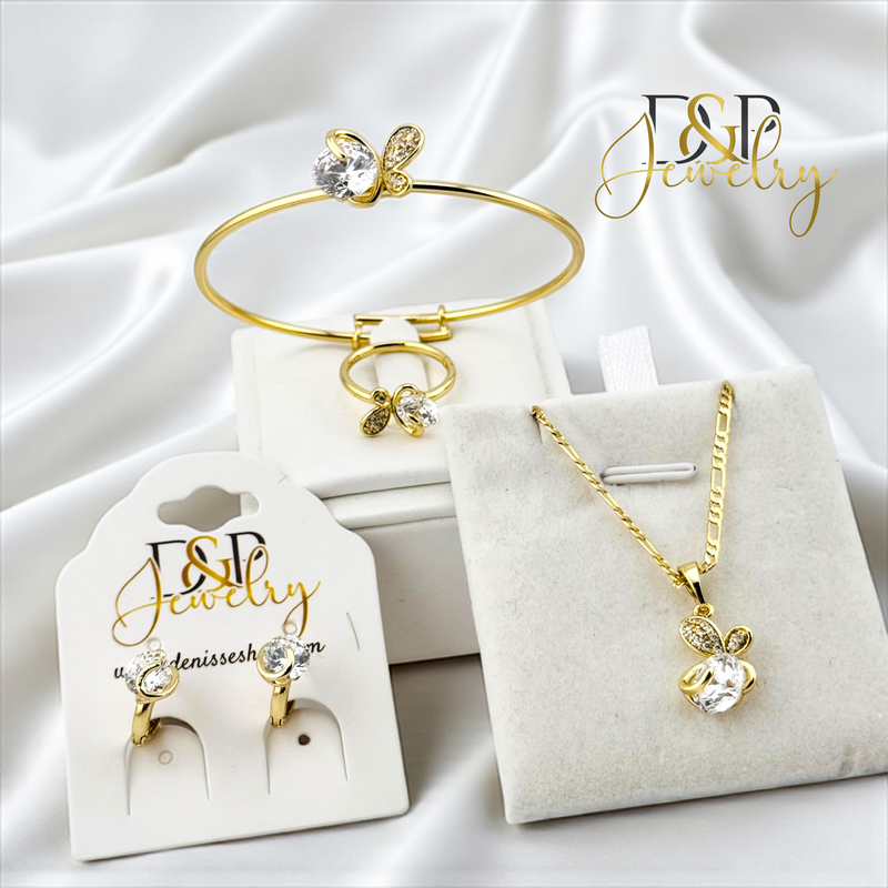 14K GIRL BUTTERFLY NECKLACE SET 5 PCS N271
