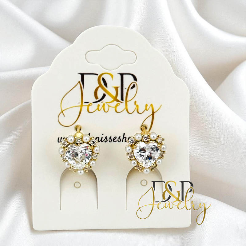 14K PEARL HEARTS HOOP EARRING HP760