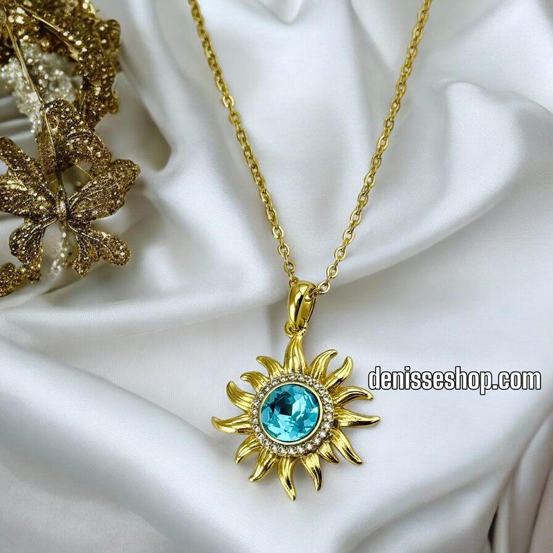 14K / WOMEN LIGHT BLUE SUN NECKLACE N108