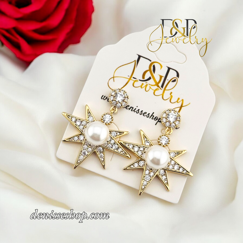 14K FASHION STAR LONG EARRING E812