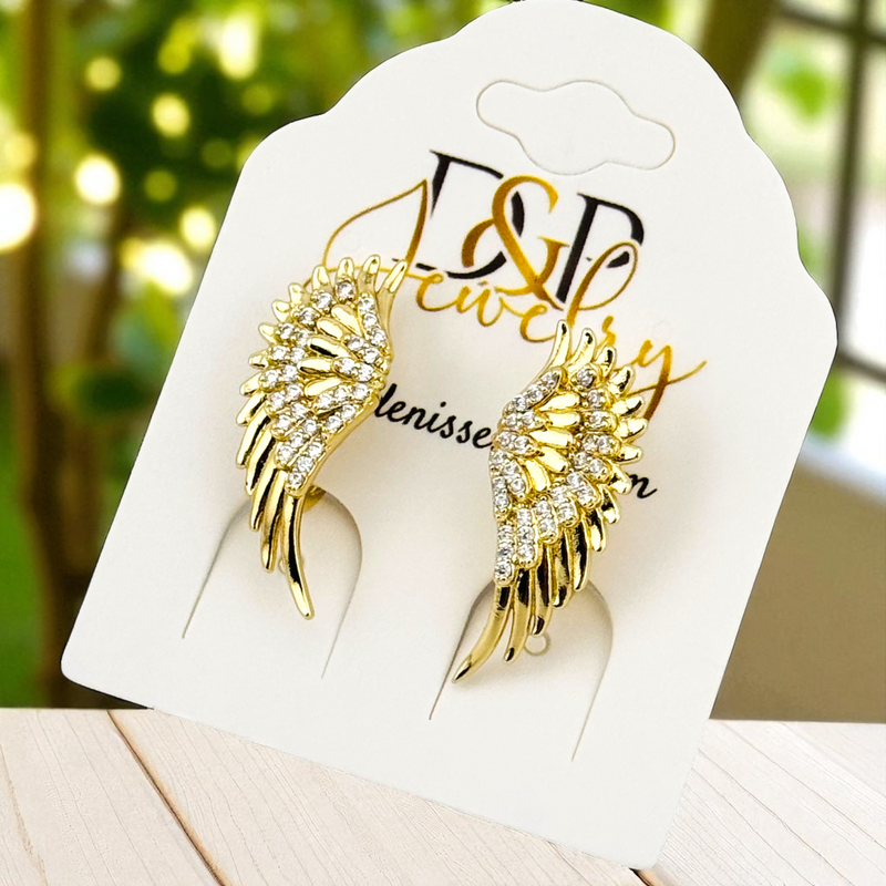 14K   WINGS DESIGN STUD EARRING E932