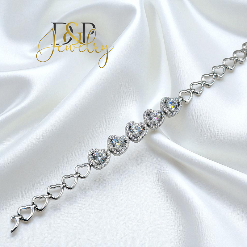 SILVER HEARTS AND MULTICOLOR BRACELET BR777