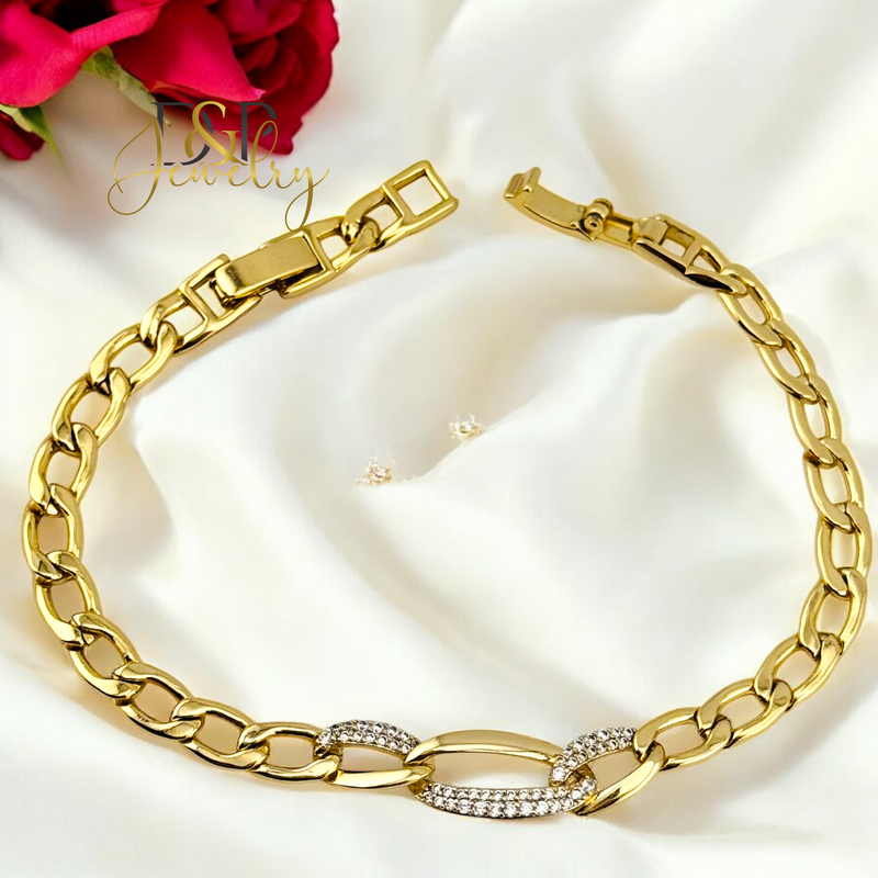14K GOLD WHITE STONES BRACELET BR707
