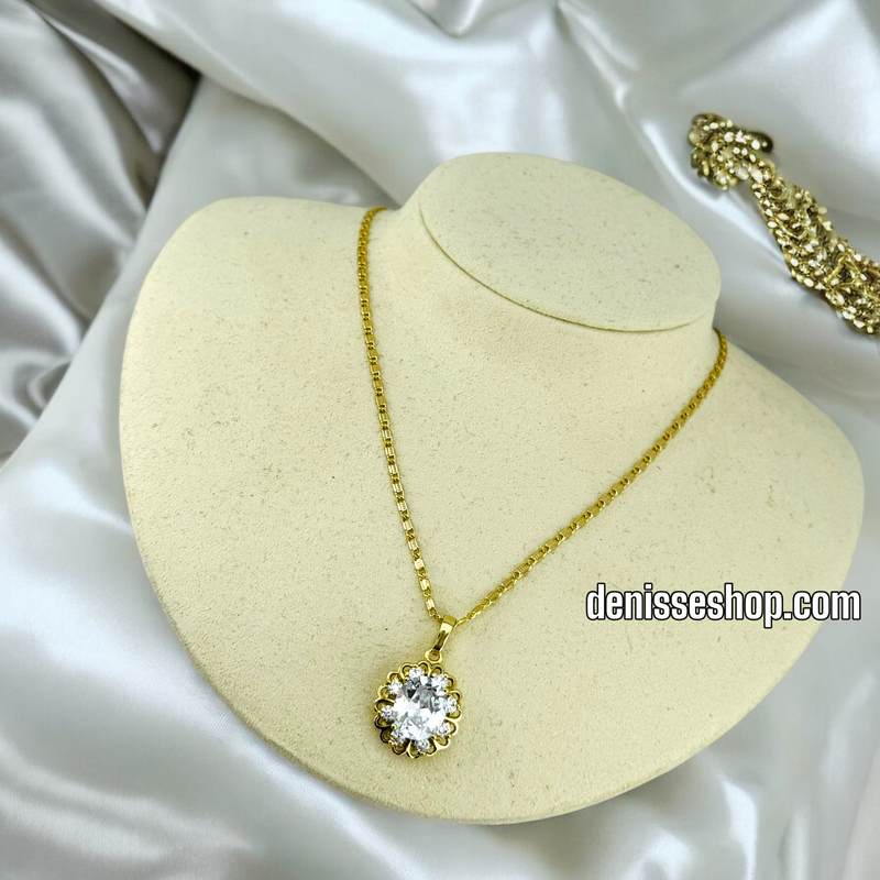 14K / WHITE STONE PENDANT P579