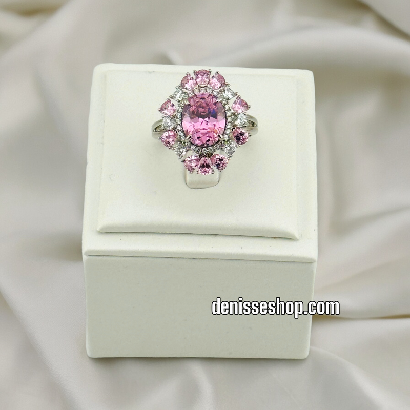 SILVER PINK RING SIZE 9&