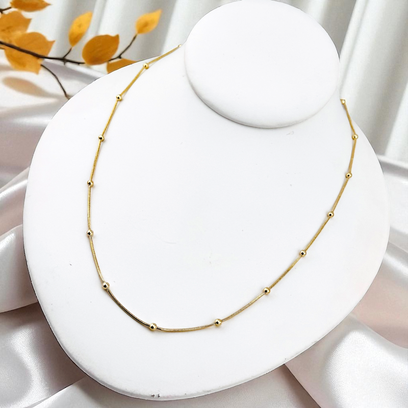 14K MOUSE TAIL/BEAD DESIGN CHAIN 24” CH136