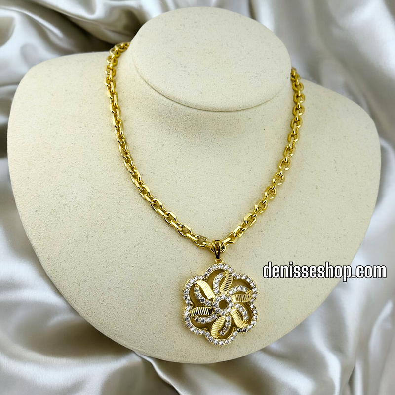 14K WOMEN/ SPIN FLOWER NECKLACE N139