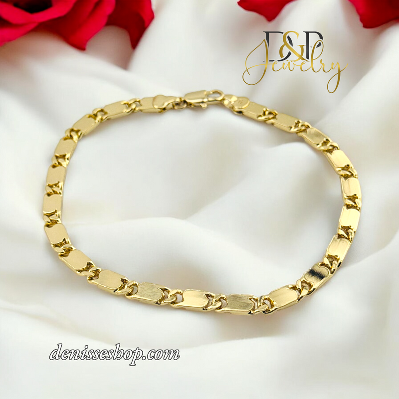 14K GOLD MIRROR ANKLET BRACELET 10.6&