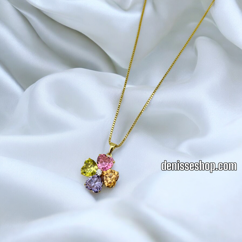 14K COLORFUL CLOVER NECKLACE 18&