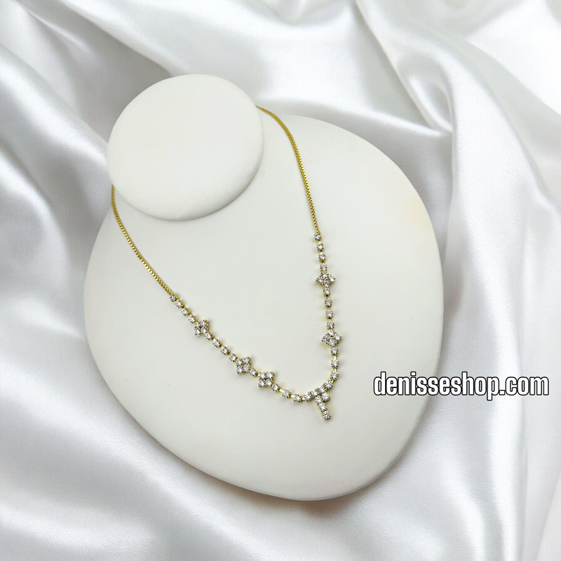 14K ELEGANT WHITE STONE NECKLACE 18&