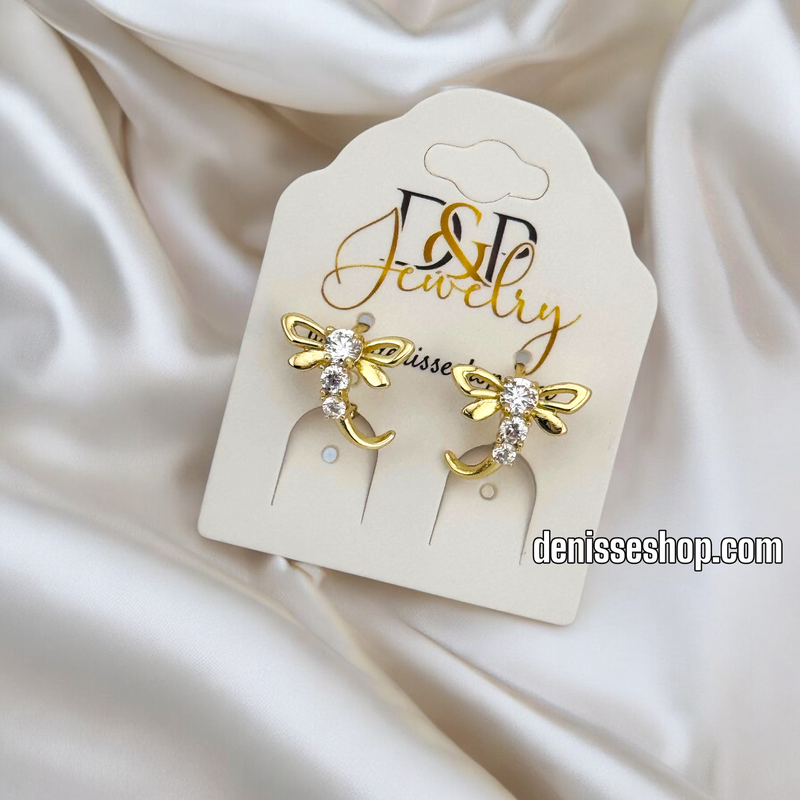 14K GOLD DRAGONFLY HOOP EARRINGS HP595