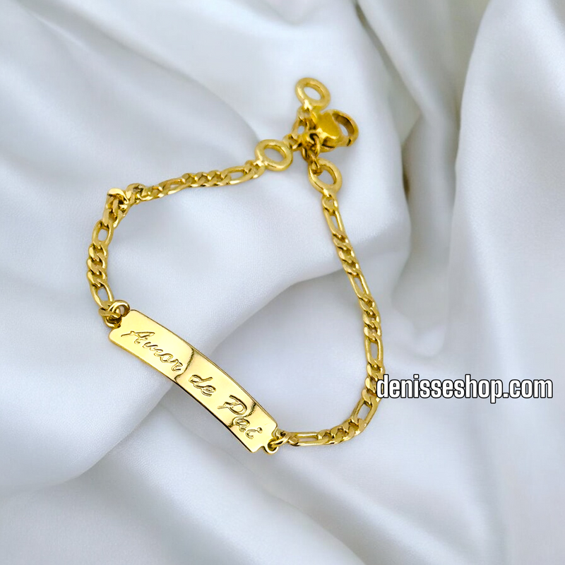 14K KIDS PLATE HEART IMPRESION BRACELET