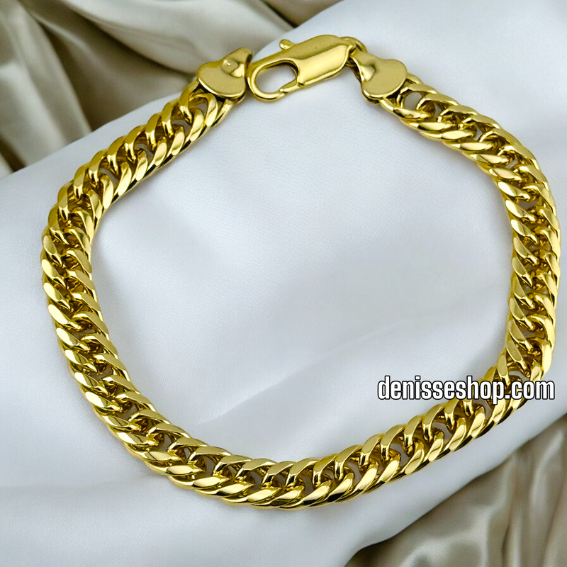 14K /WOMAN PLAIN GOLD FLAT LINK BRACELET BR589