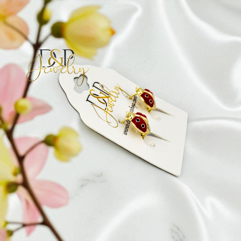 14K LADYBUG FASHION EARRING E915