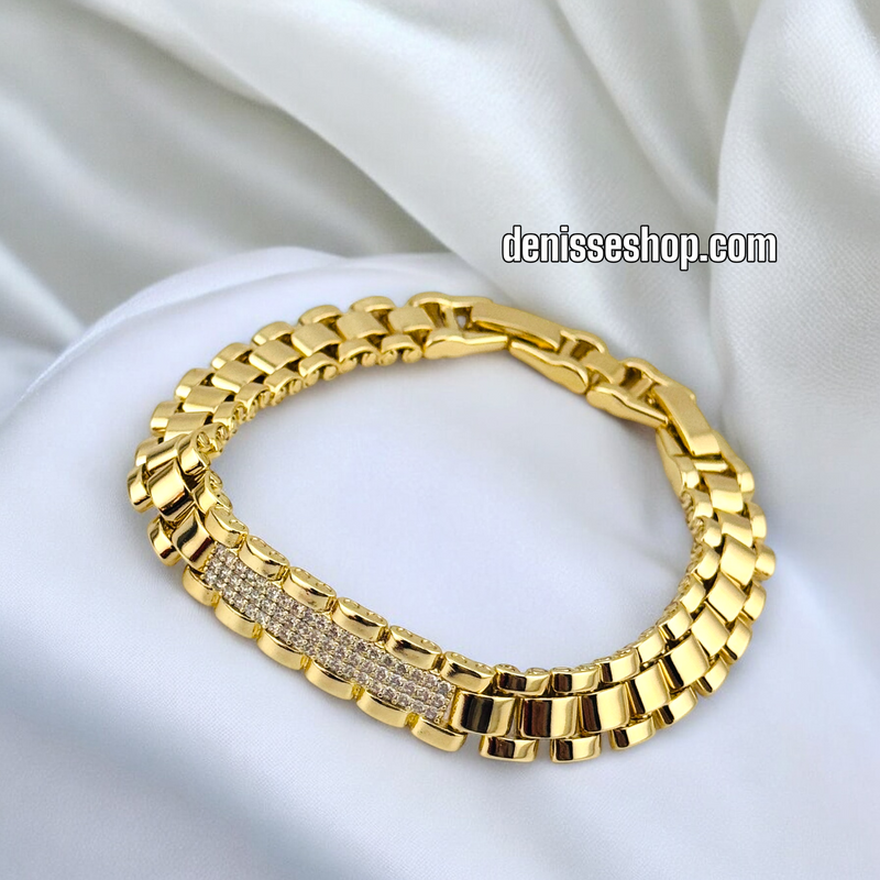 14K WITHE STONE GOLD BRACELET BR651