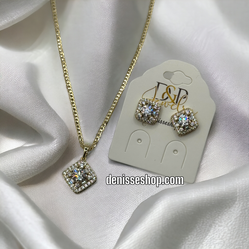 14K WHITE SHINE NECKLACE SET C1169