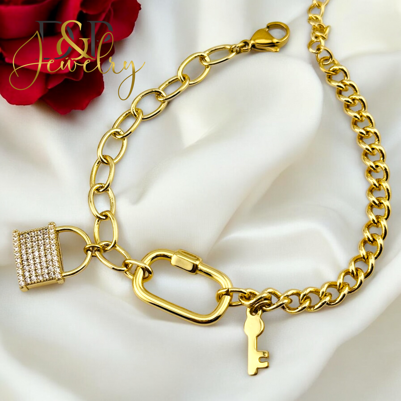 14K GOLD ST LOCK BRACELET BR715
