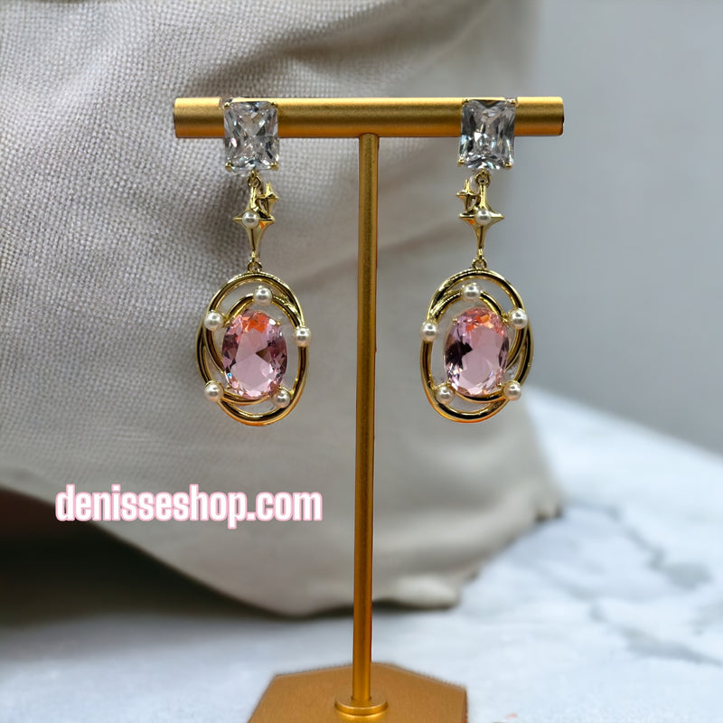 14k Pink Stone Earrings E242