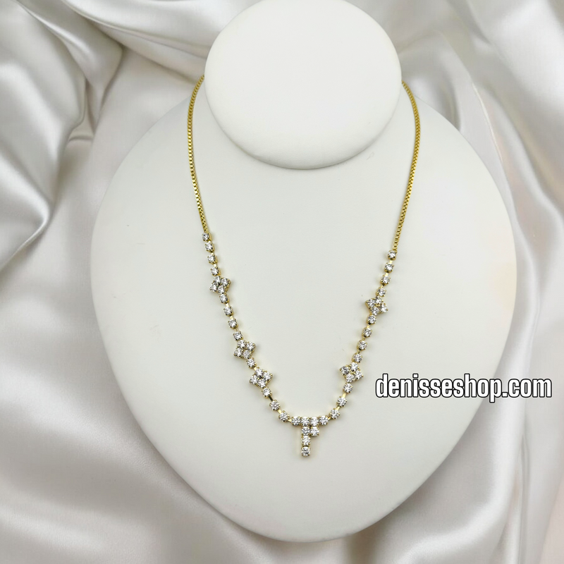 14K ELEGANT WHITE STONE NECKLACE 18&