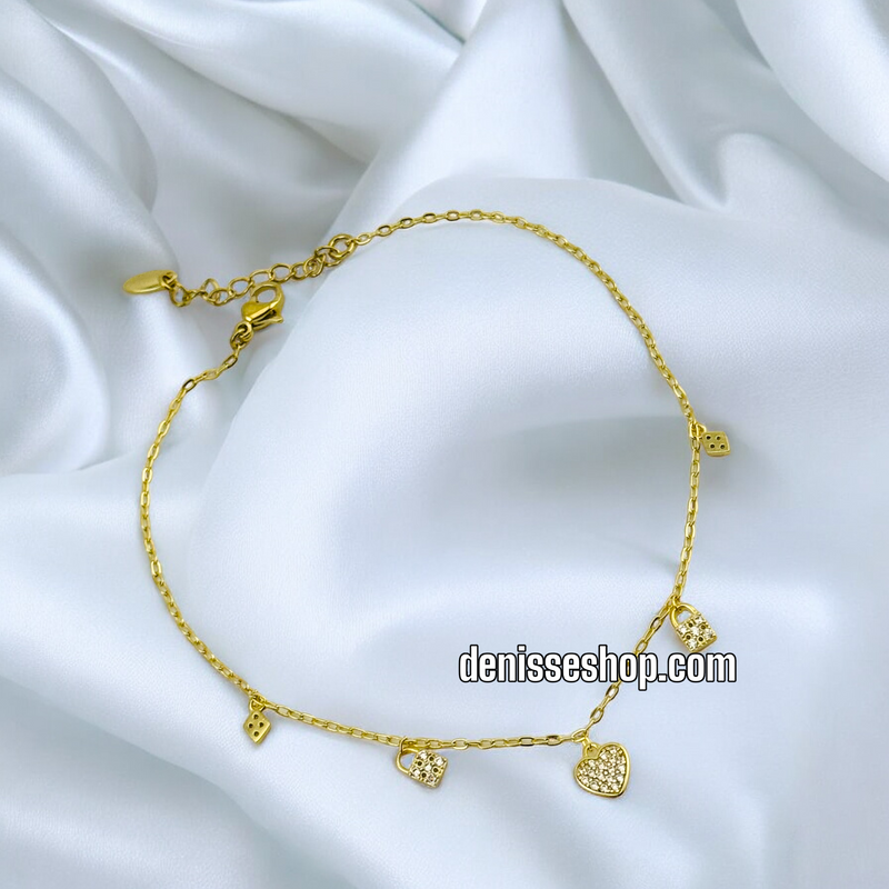 14K HEART ANKLET BRACELET A08