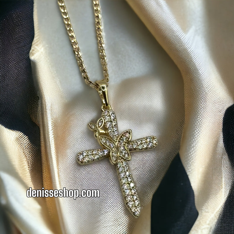 14K BUTTERFLY CROSS P291