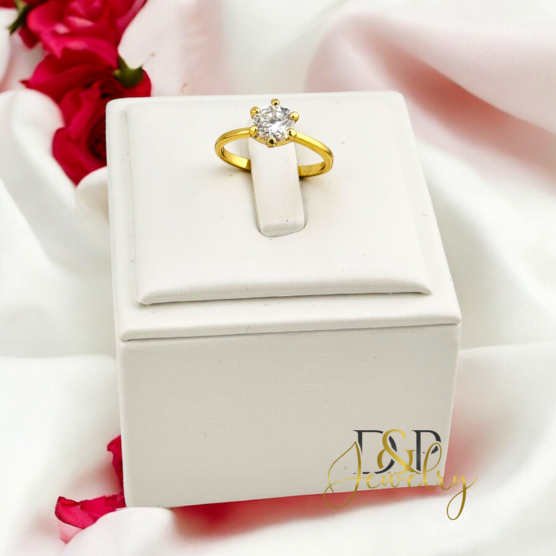 14K WHITE STONE RING RG359