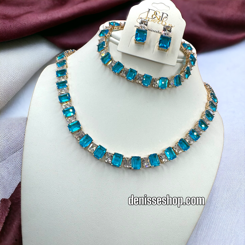 14K BLUE NECKLACE SET C1194