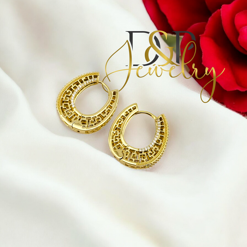 14K DESIGN HOOP EARRING HP666