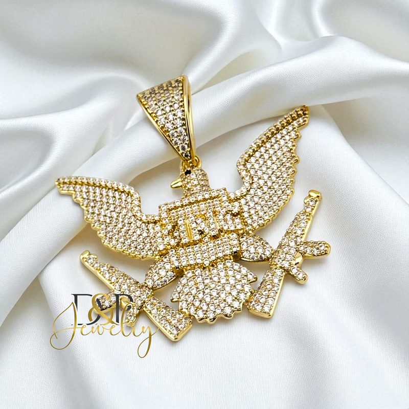 14K GOLD KING EAGLE MEN PENDANT P888