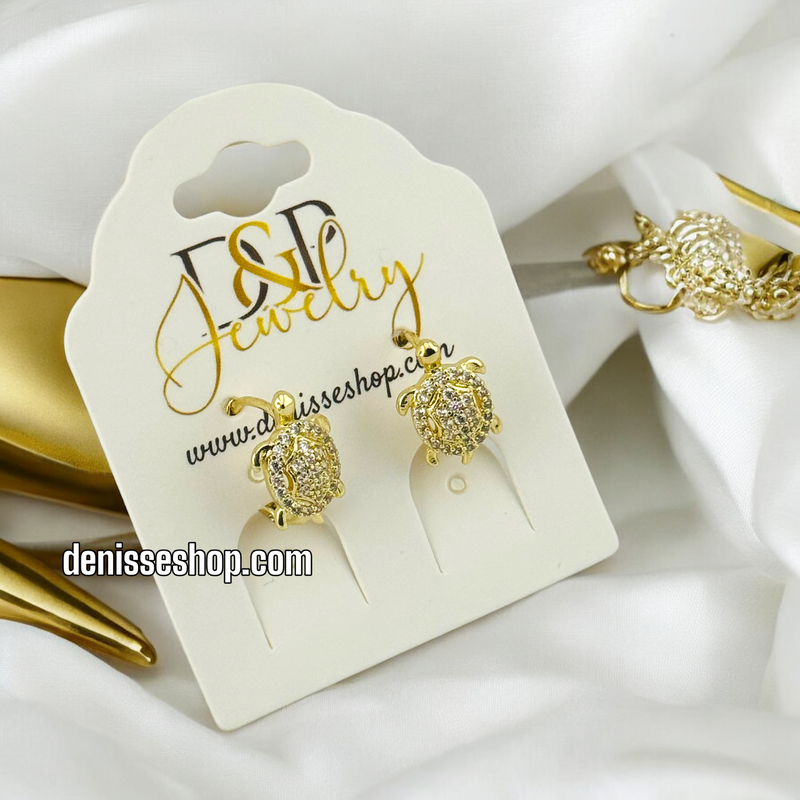 14K TURTLE EARRING E619