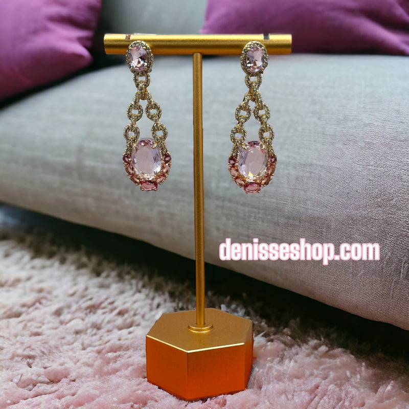 18k Pink Stones Earrings E258