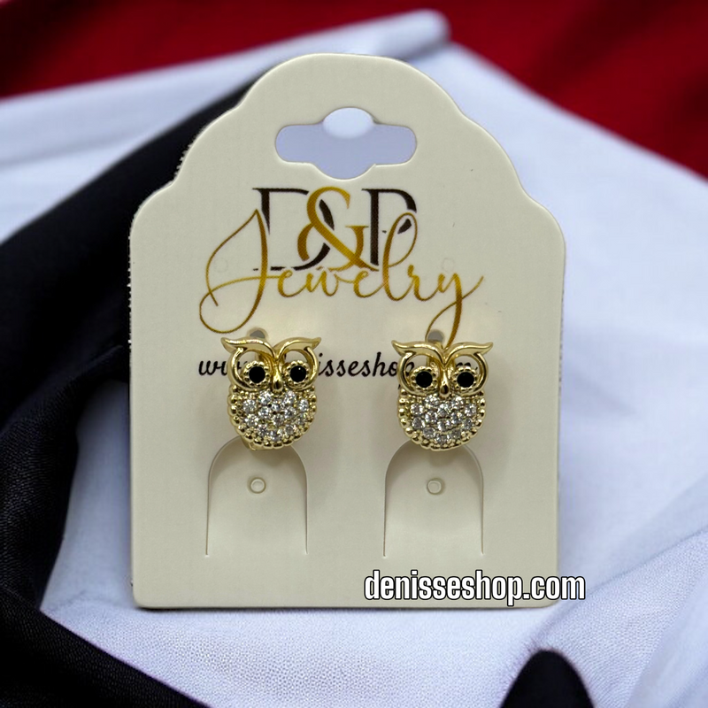 14K OWL EARRINGS E472