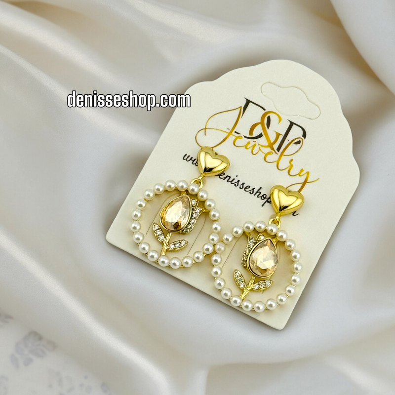 14K AMBER PEARL EARRING E569