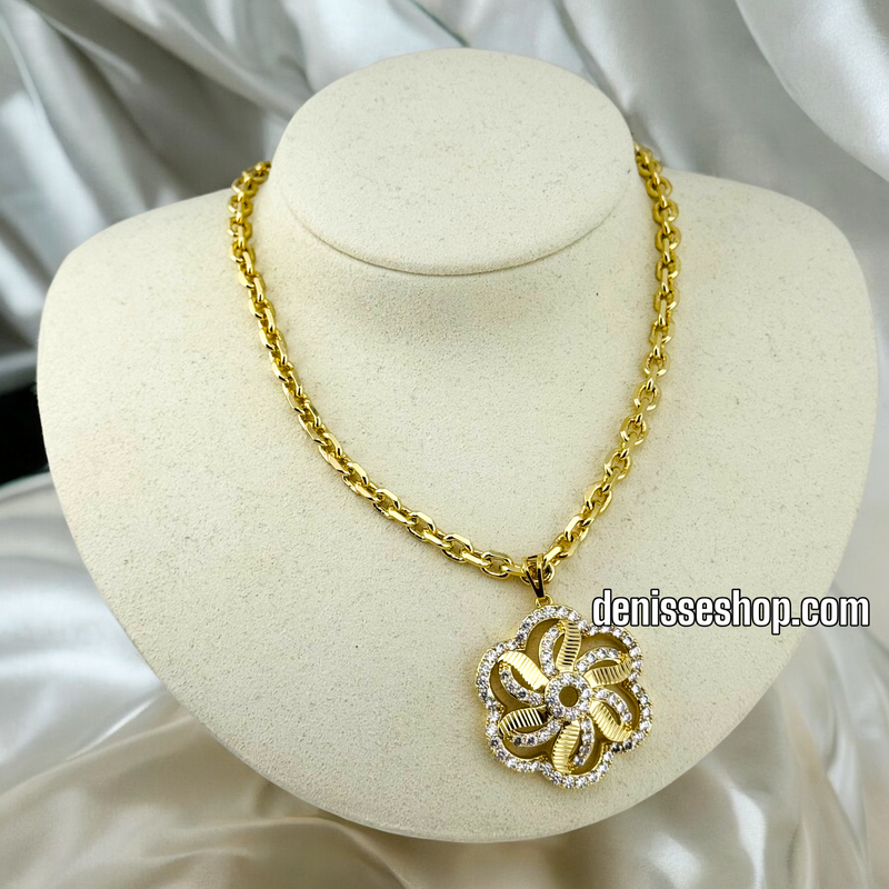 14K WOMEN/ SPIN FLOWER NECKLACE N139