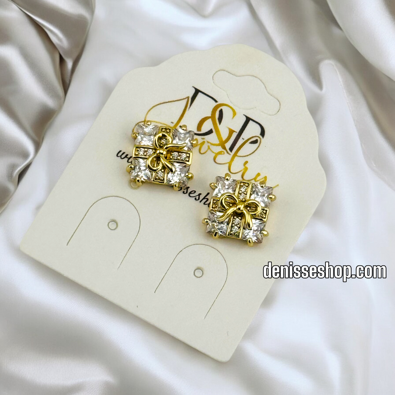 14K GIFT BOX DESIGN EARRING E712