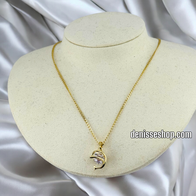 14K WOMEN/GIRL CUTE WHITE DOLPHIN PENDANT P522