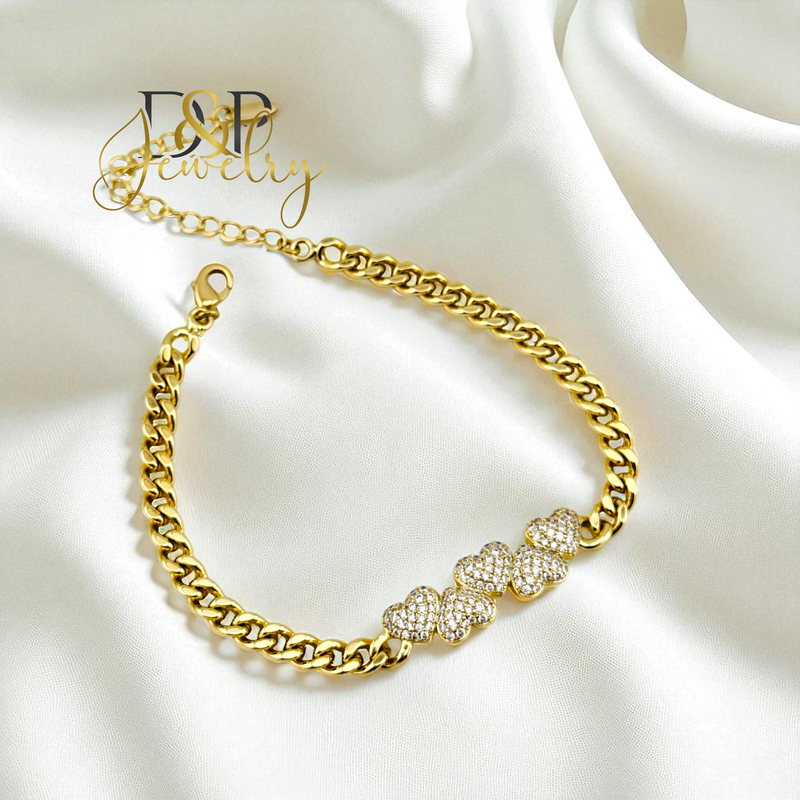 14K ELEGANT HEARTS BRACELET BR819