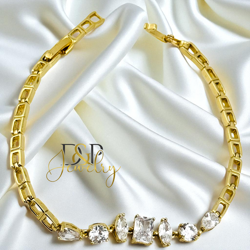 14K WHITE STONE BRACELET BR828