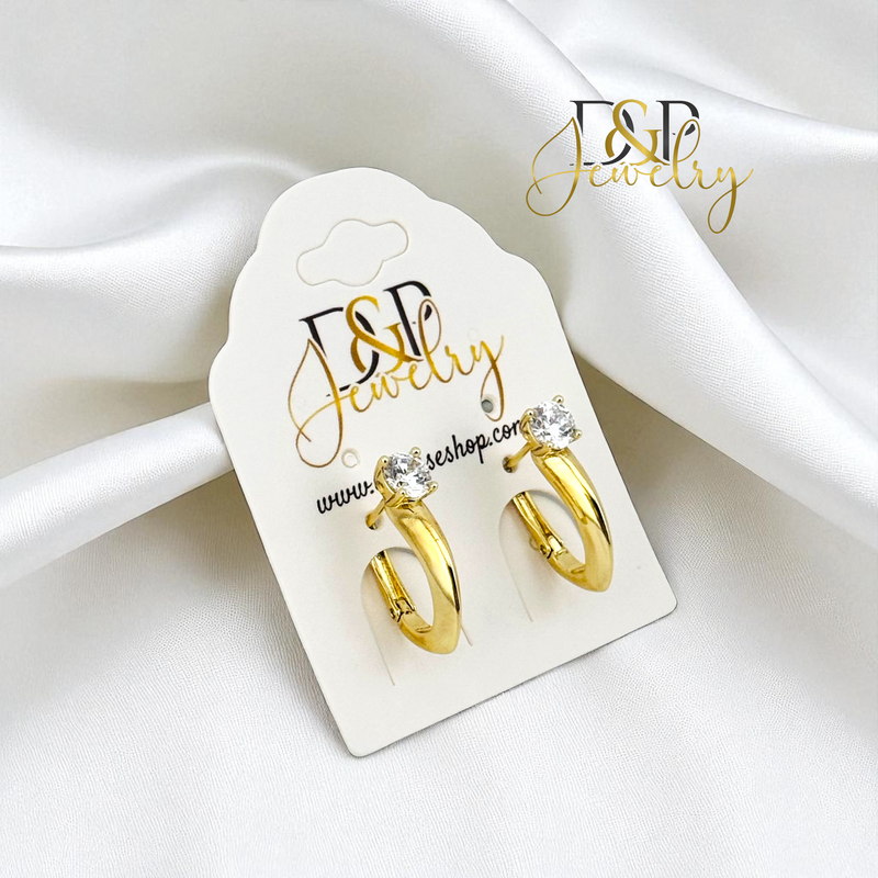 14K WHITE STONE HUGGIES EARRING E980