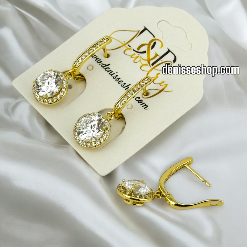 14K GOLD / WHITE STONE  HUGGIES EARRING E679