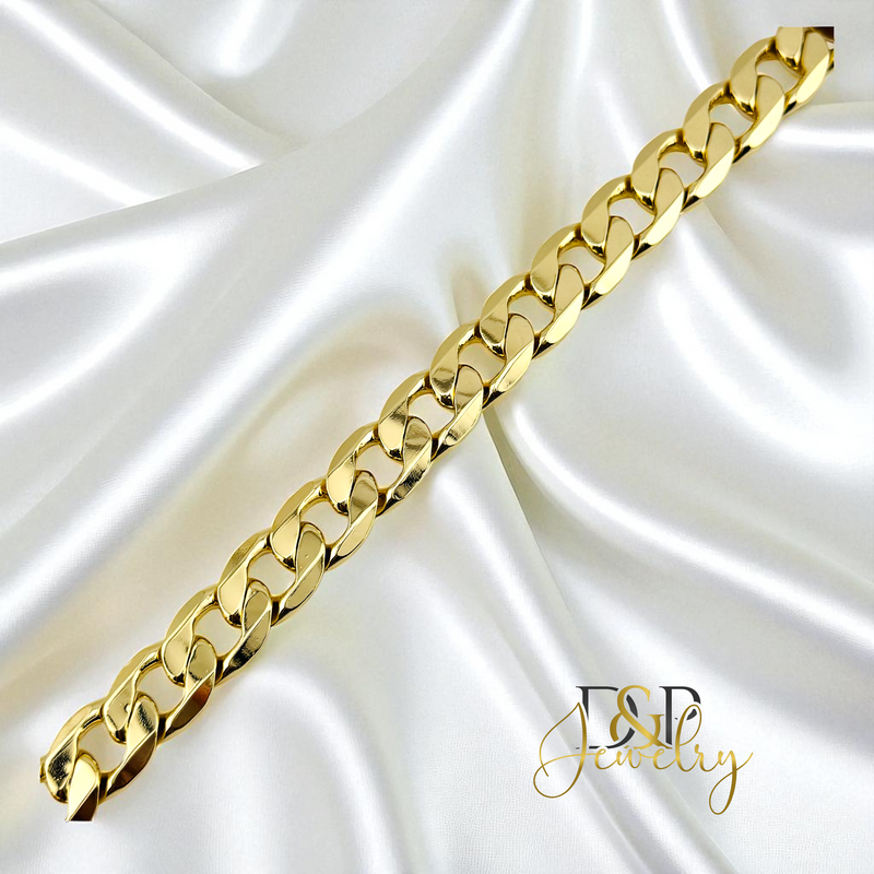 14K  MEN CUBAN 12MM 8" BRACELET 8&