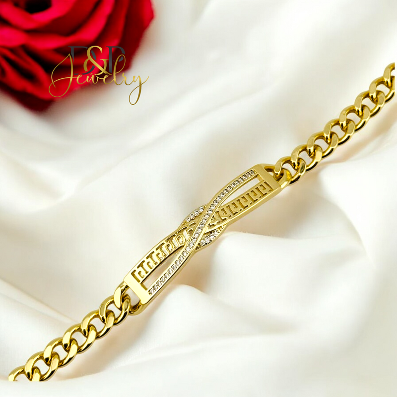 14K INFINITY PLATE BRACELET 7.5&